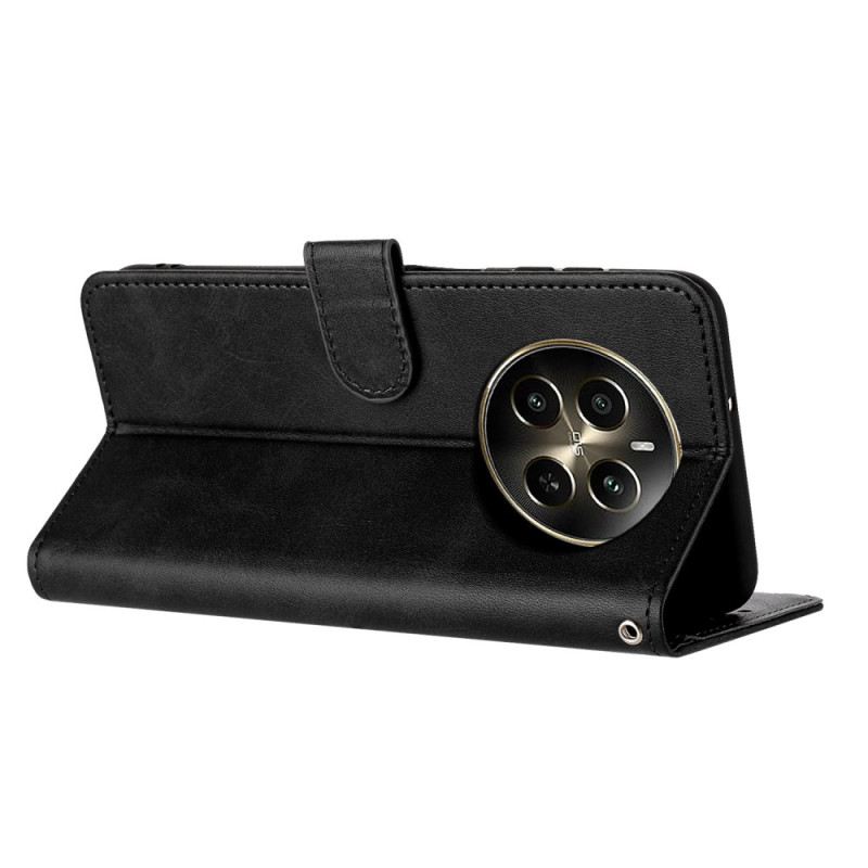 Bőrtok Realme 12 Pro / 12 Pro Plus Sima Műbőr Szíjjal