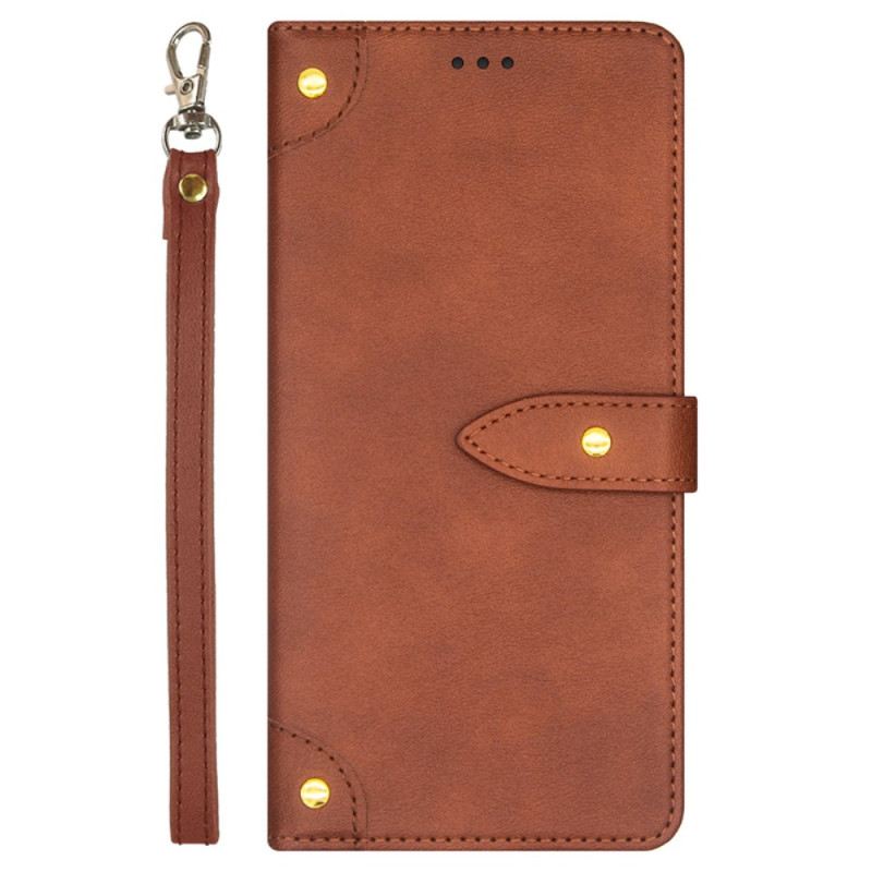 Bőrtok Realme 12 Pro / 12 Pro Plus Szegecsek És Pántok Idewei