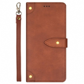 Bőrtok Realme 12 Pro / 12 Pro Plus Szegecsek És Pántok Idewei