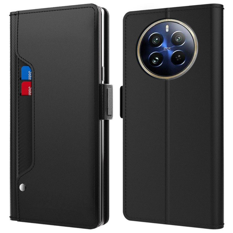 Bőrtok Realme 12 Pro / 12 Pro Plus Tükör És Elülső Kártyatartó