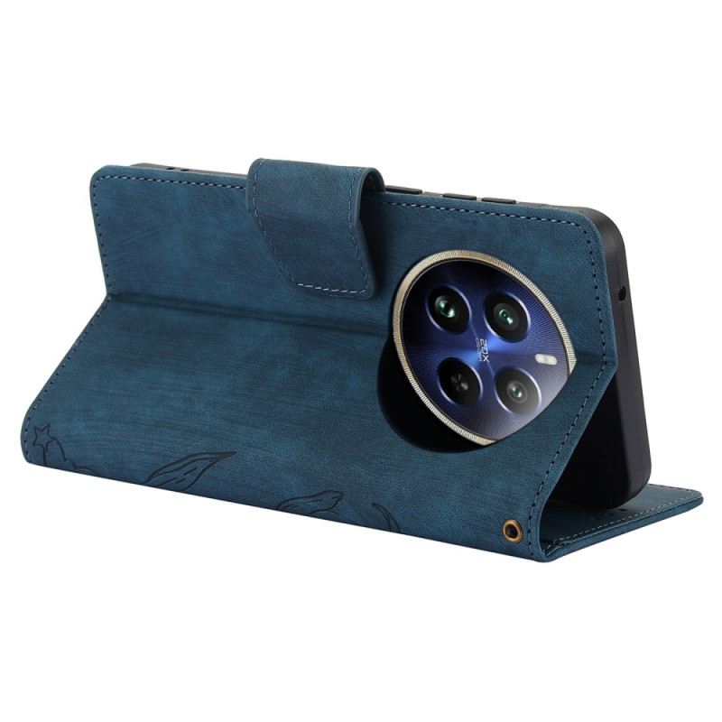 Bőrtok Realme 12 Pro / 12 Pro Plus Virágmintás Szíj