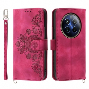 Fliptok Realme 12 Pro / 12 Pro Plus Virágos Szíj És Vállpánt