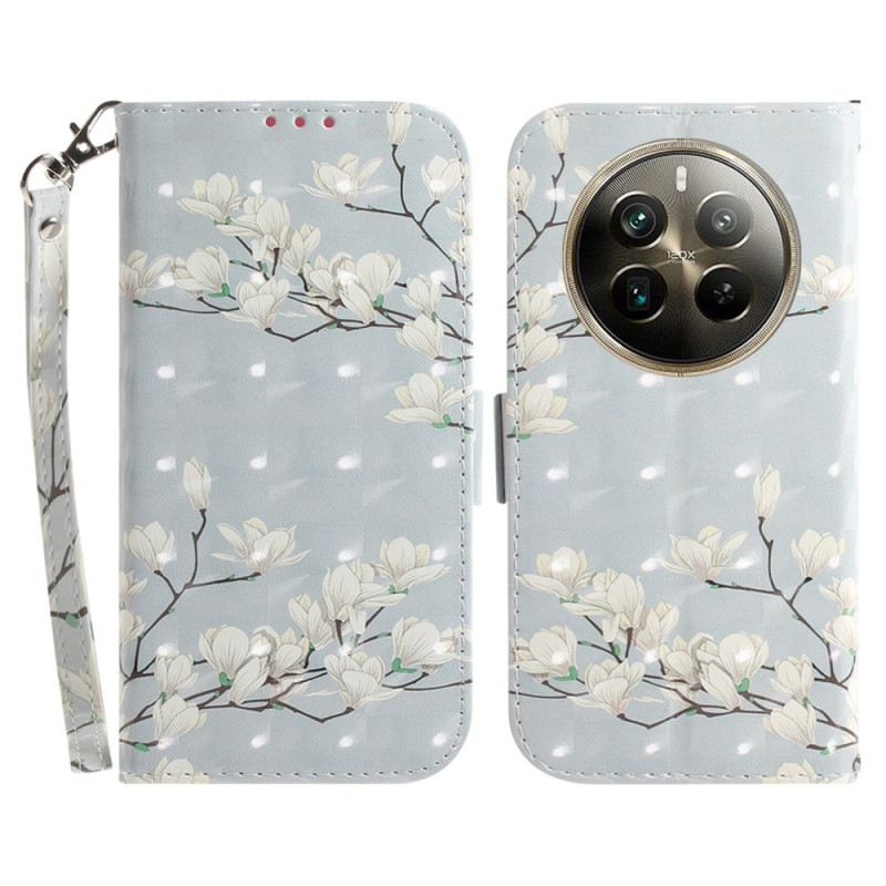 Kinyitható Bőrtok Realme 12 Pro / 12 Pro Plus Csíkos Magnóliák