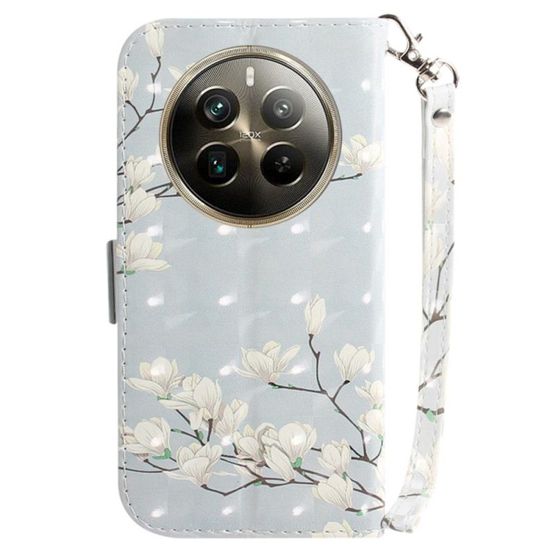 Kinyitható Bőrtok Realme 12 Pro / 12 Pro Plus Csíkos Magnóliák