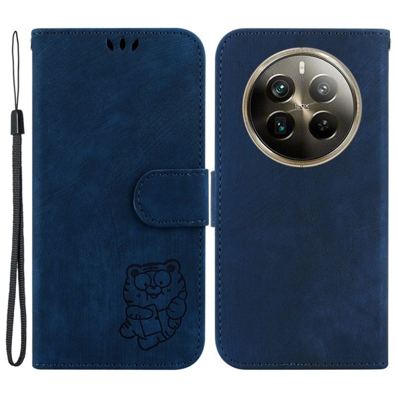 Kinyitható Bőrtok Realme 12 Pro / 12 Pro Plus Kistigris Szíjjal