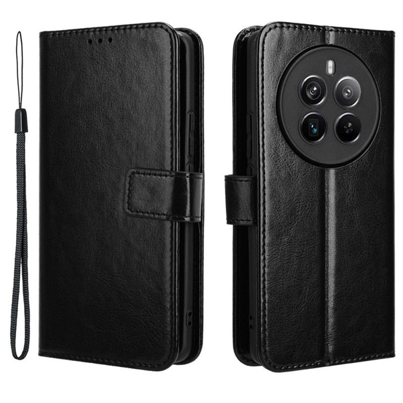 Kinyitható Bőrtok Realme 12 Pro / 12 Pro Plus Ragyogó Műbőr Pánttal