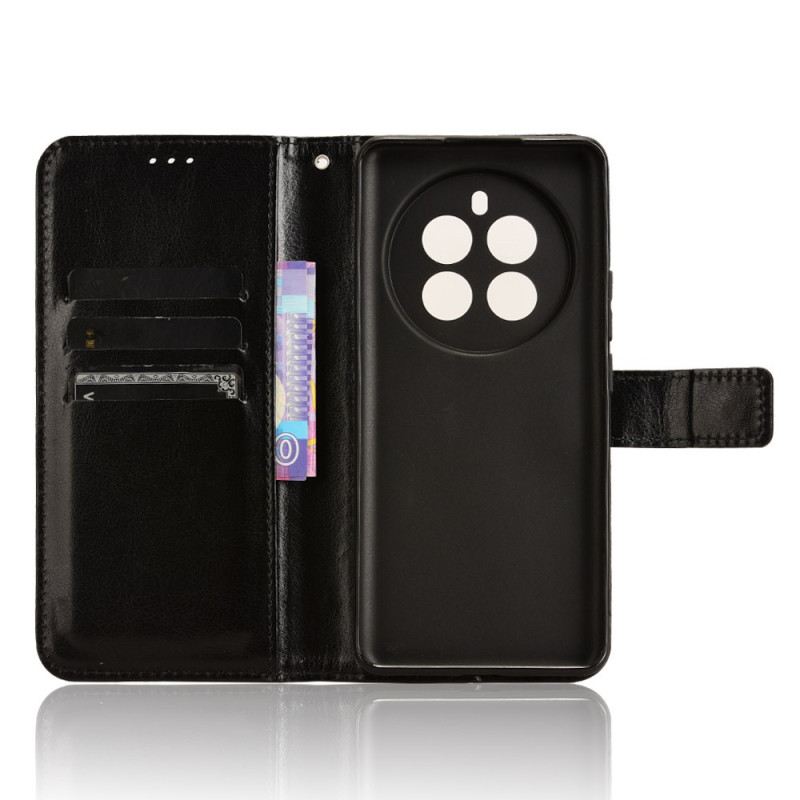 Kinyitható Bőrtok Realme 12 Pro / 12 Pro Plus Ragyogó Műbőr Pánttal