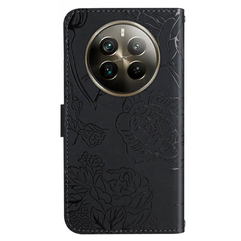 Kinyitható Tokok Realme 12 Pro / 12 Pro Plus Pillangómintás Vállpánttal