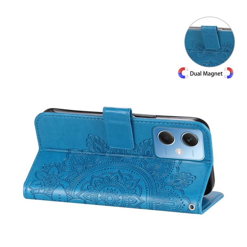 Fliptok / Bőrtok Xiaomi Redmi Note 12 5G szíjjal Szíj Virág Mandala