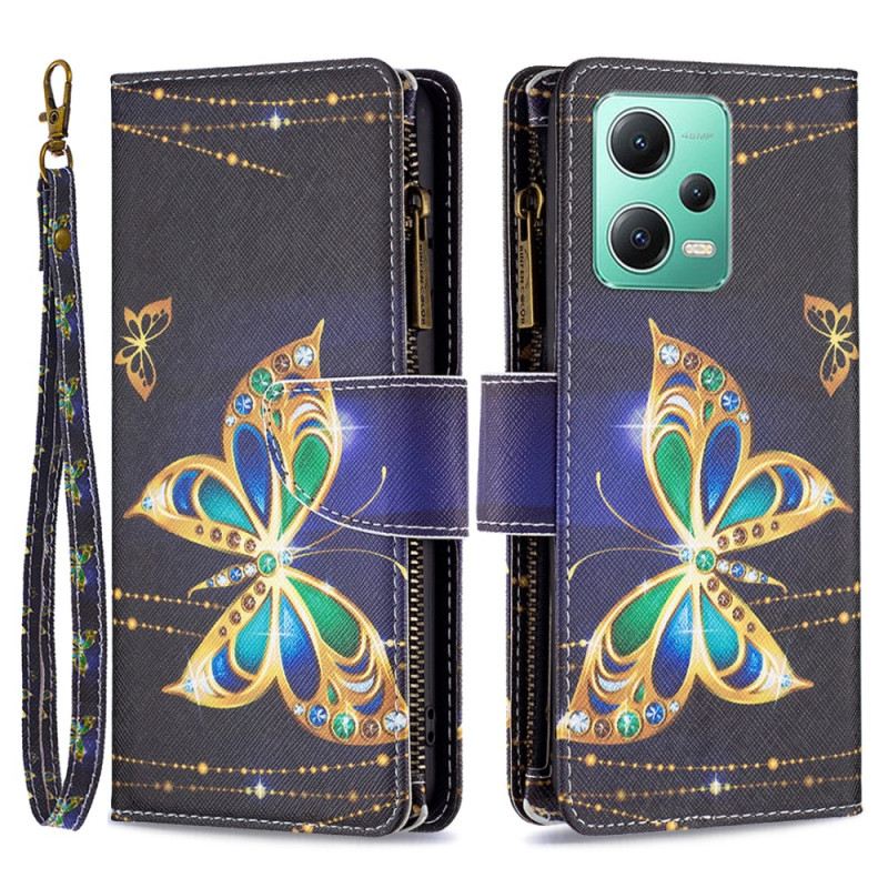 Fliptok Xiaomi Redmi Note 12 5G Golden Butterflies Érme Pénztárca