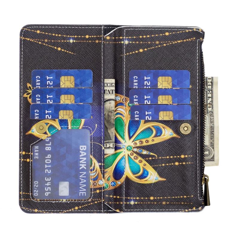 Fliptok Xiaomi Redmi Note 12 5G Golden Butterflies Érme Pénztárca