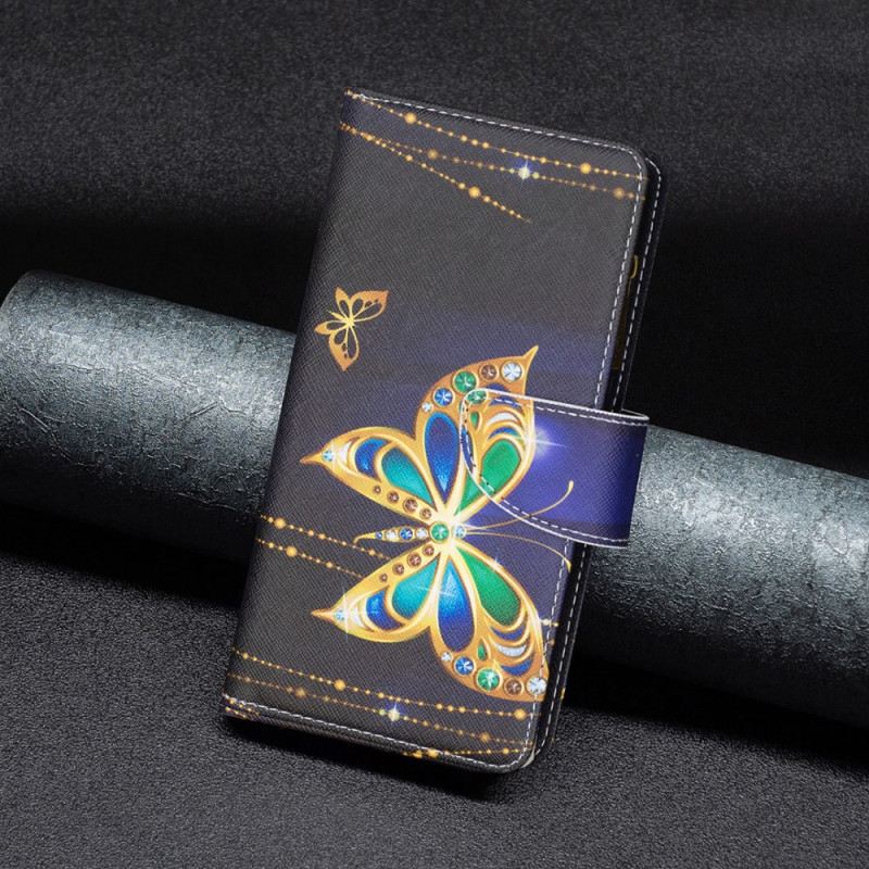 Fliptok Xiaomi Redmi Note 12 5G Golden Butterflies Érme Pénztárca