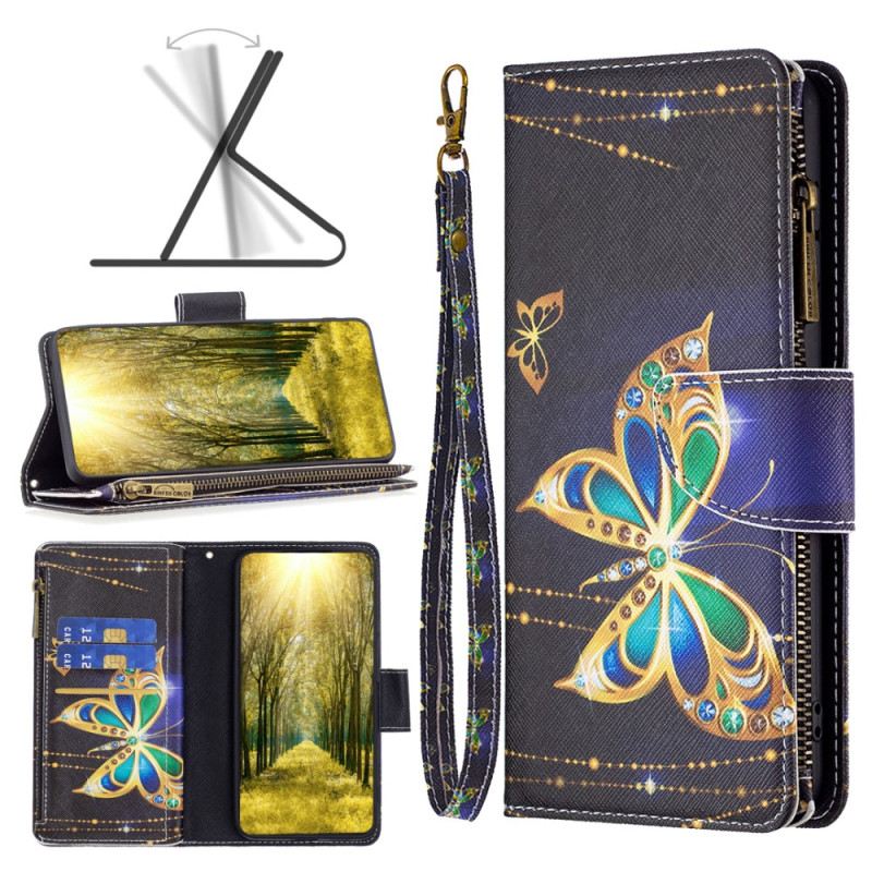 Fliptok Xiaomi Redmi Note 12 5G Golden Butterflies Érme Pénztárca