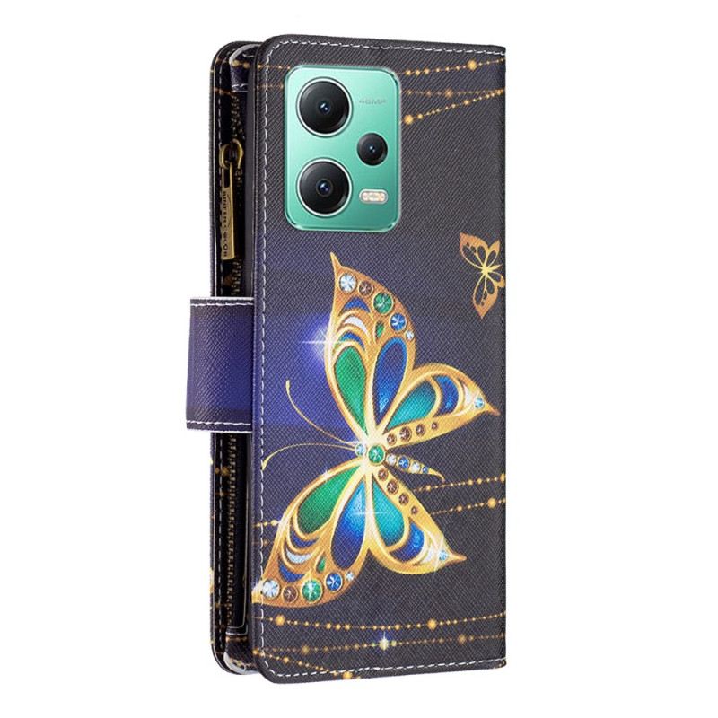 Fliptok Xiaomi Redmi Note 12 5G Golden Butterflies Érme Pénztárca