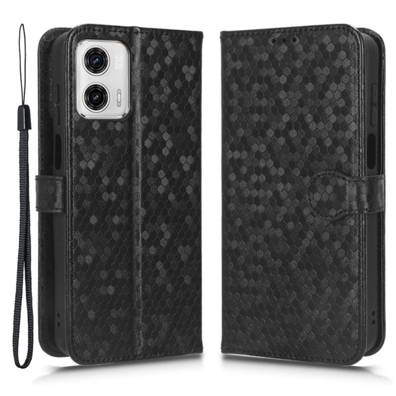Fliptok / Bőrtok Moto G73 5G szíjjal 3d Strappy Design