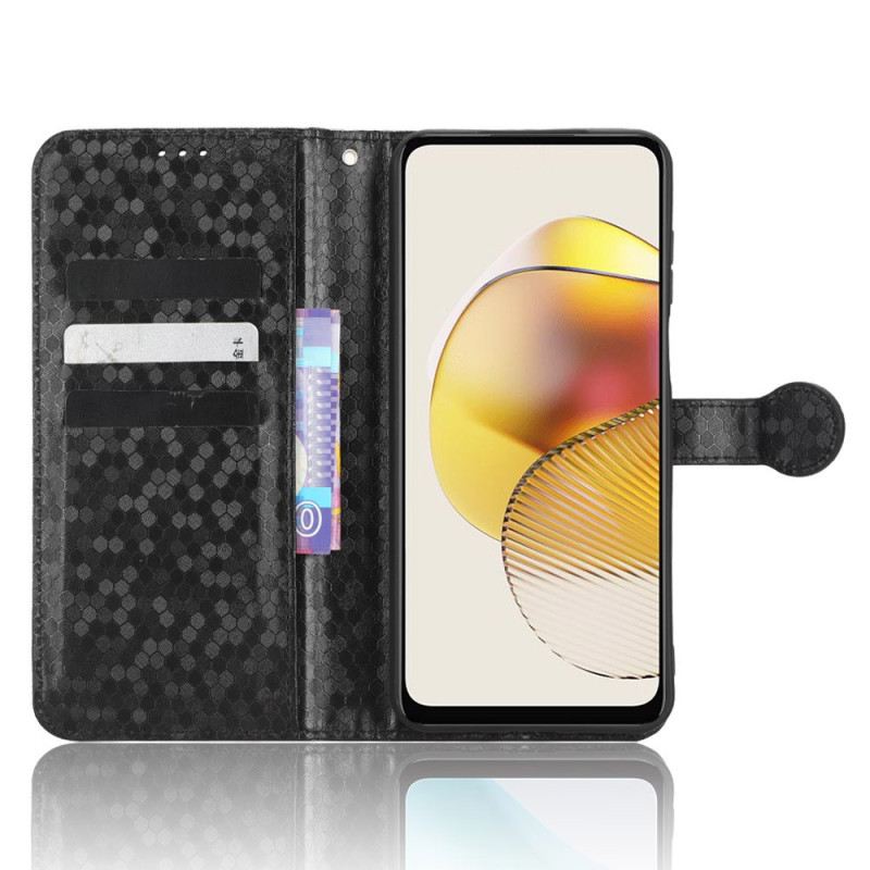 Fliptok / Bőrtok Moto G73 5G szíjjal 3d Strappy Design