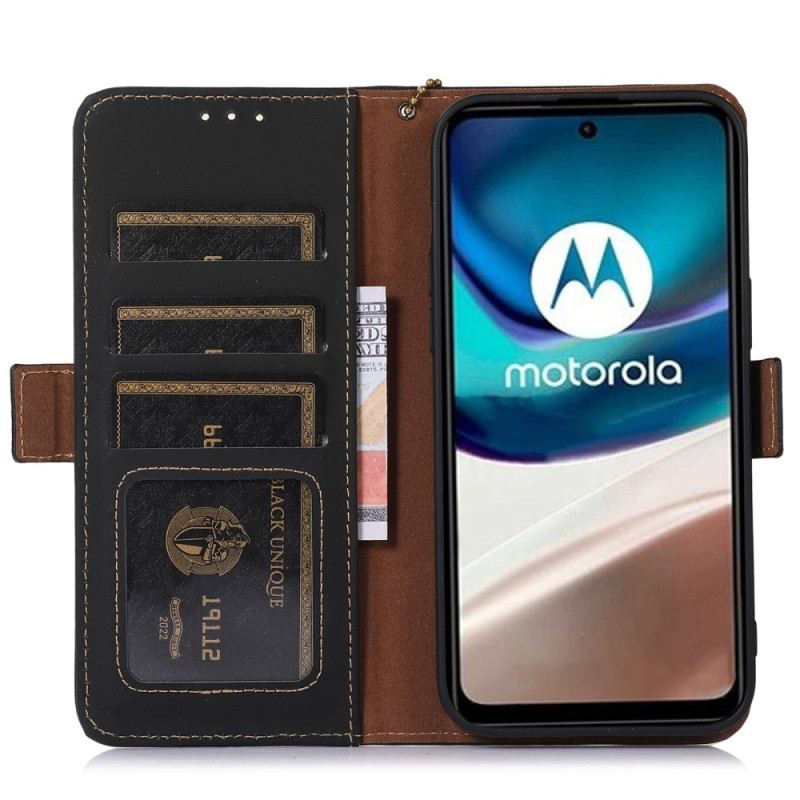 Fliptok / Bőrtok Moto G73 5G Valódi Bőr Rfid