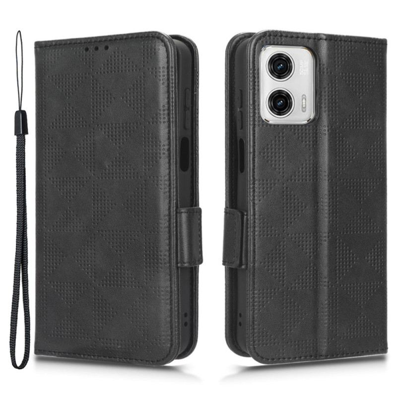 Fliptok Moto G73 5G Nyomtatott Háromszögek Zsinórral