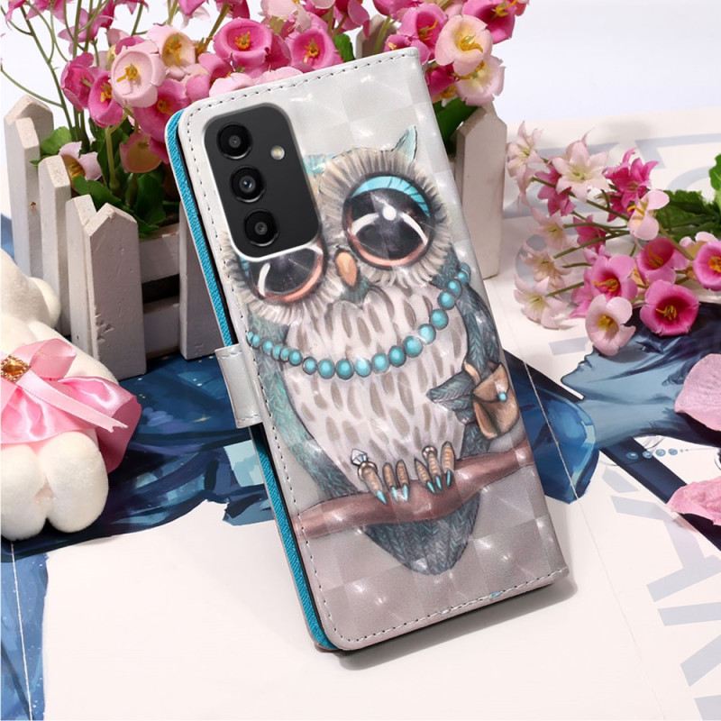 Fliptok / Bőrtok Samsung Galaxy A54 5G Bagoly Kisasszony Nyakpánttal