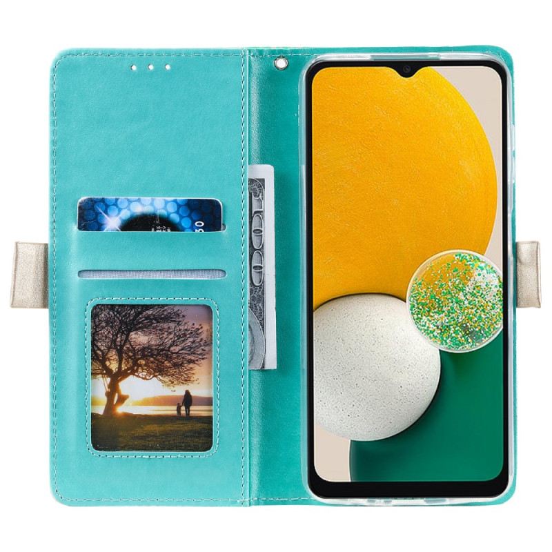 Fliptok / Bőrtok Samsung Galaxy A54 5G szíjjal Csipkepántos Érme Pénztárca