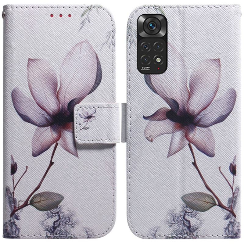Fliptok / Bőrtok Xiaomi Redmi Note 11 / 11S Virág Poros Rózsaszín