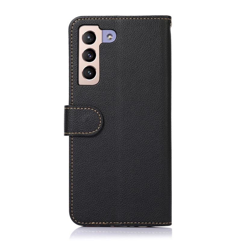Fliptok / Bőrtok Samsung Galaxy S22 Plus 5G Licsi Stílusú Rfid Khazneh