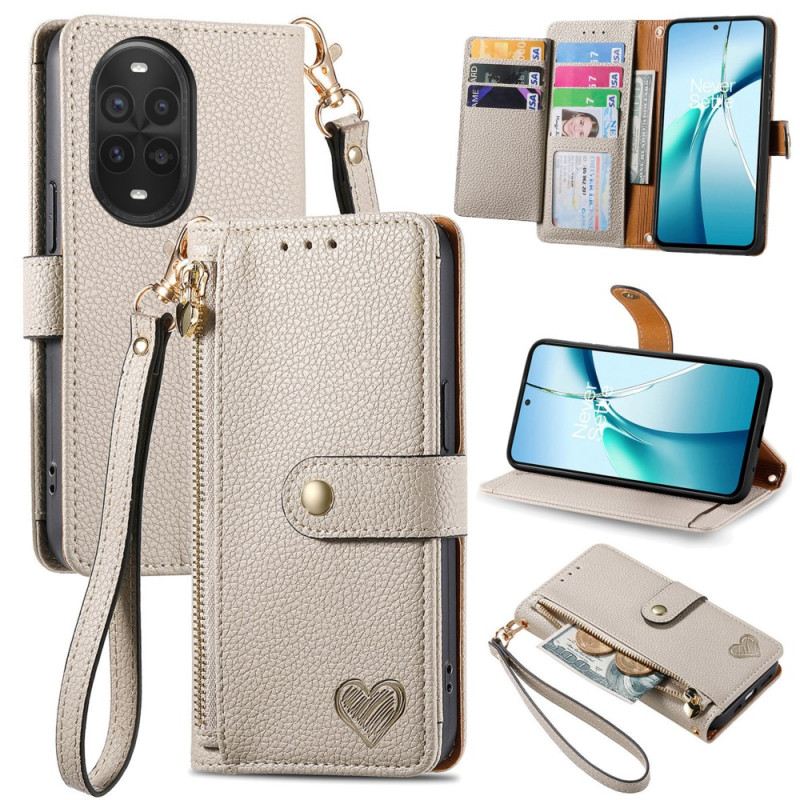 Kinyitható Bőrtok Huawei Nova 13 Pro Szívmintás Rfid-védelem