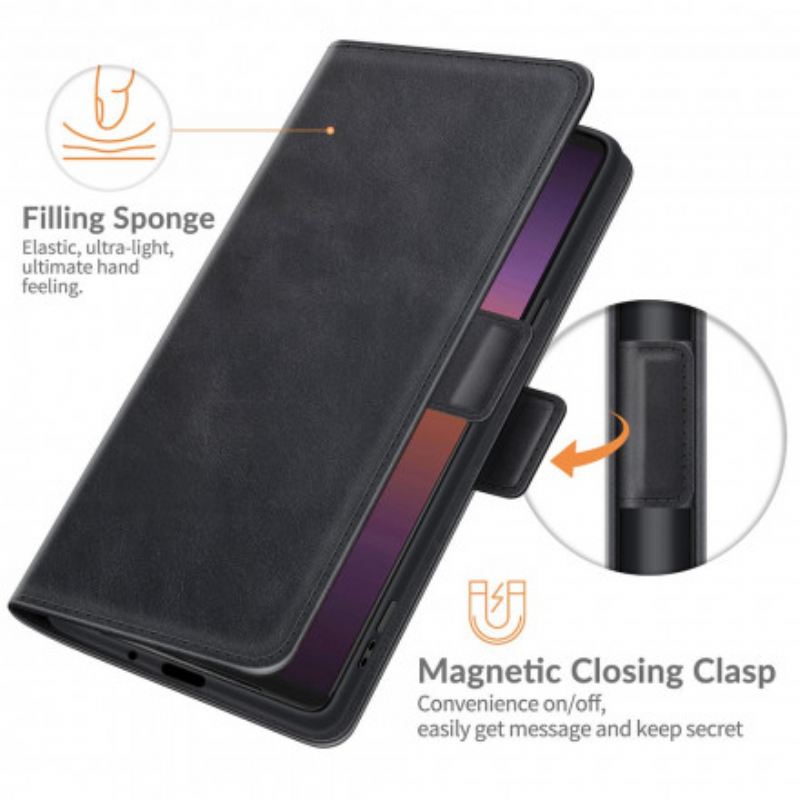 Fliptok / Bőrtok Sony Xperia 1 III Klasszikus Dupla Csappantyú