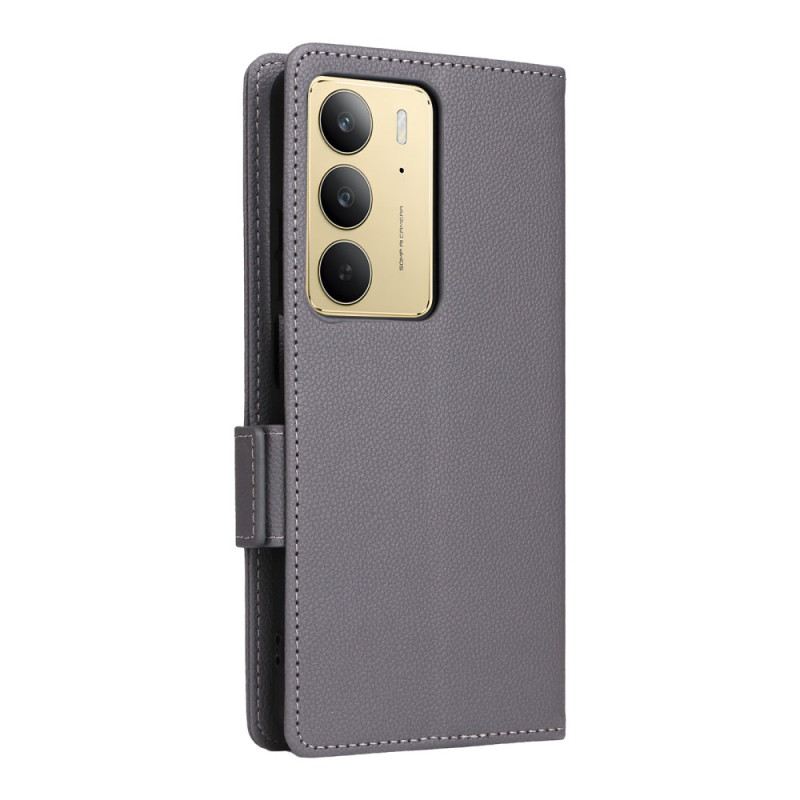 Bőrtok Realme 14x 5g Licsi Műbőr Pánttal