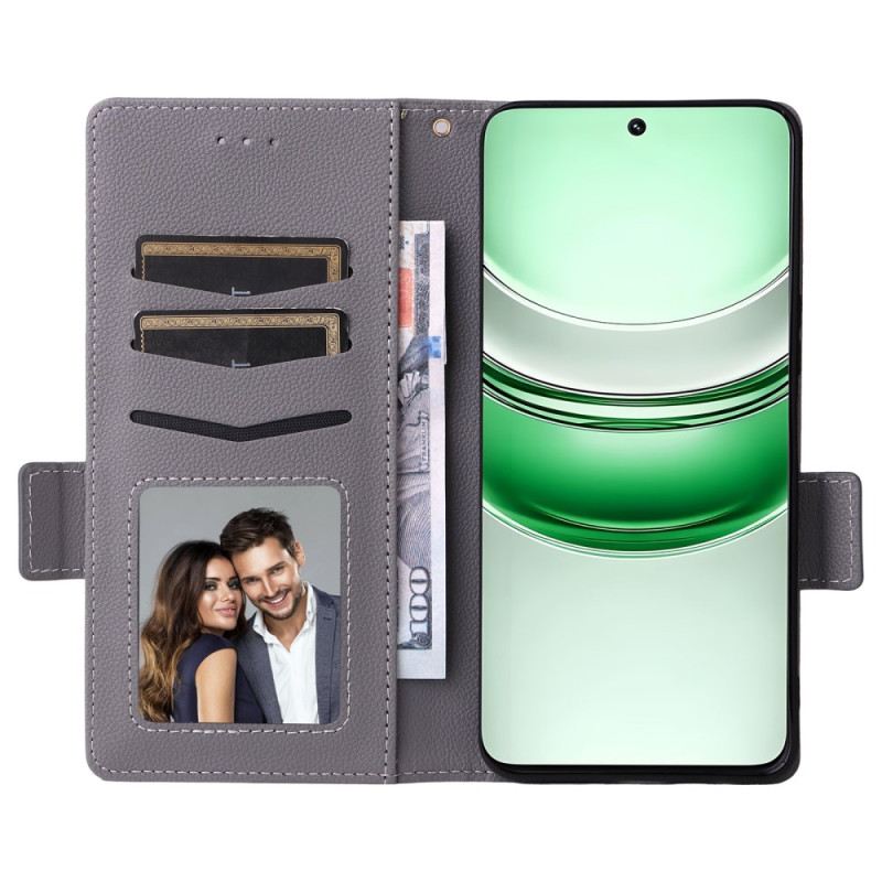 Bőrtok Realme 14x 5g Licsi Textúra Nyakpánttal