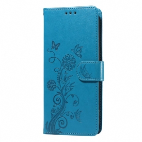 Bőrtok Realme 14x 5g Pillangók És Virágok