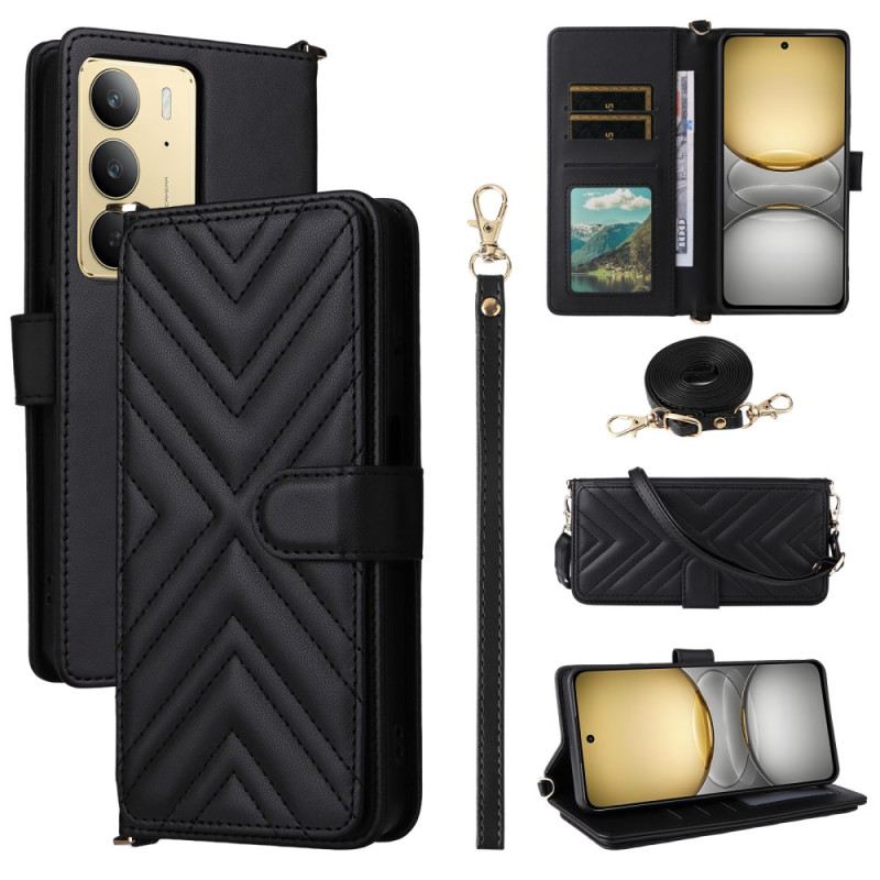 Bőrtok Realme 14x 5g Prémium Dizájn Pánttal És Vállpánttal