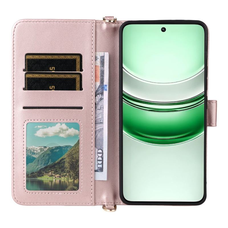 Bőrtok Realme 14x 5g Steppelt Pánttal És Vállpánttal