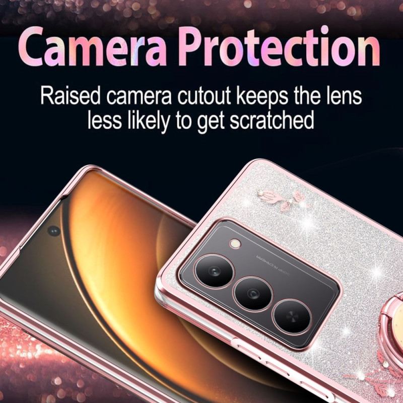 Mobiltelefon Tokok Realme 14x 5g Kadem Virágok És Strasszok Gyűrűtartó