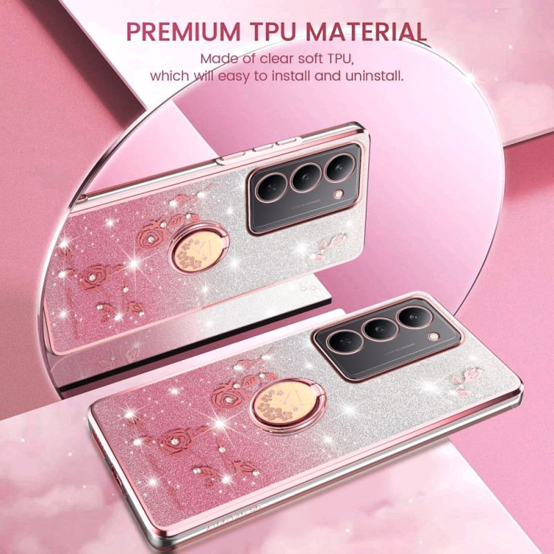 Mobiltelefon Tokok Realme 14x 5g Kadem Virágok És Strasszok Gyűrűtartó