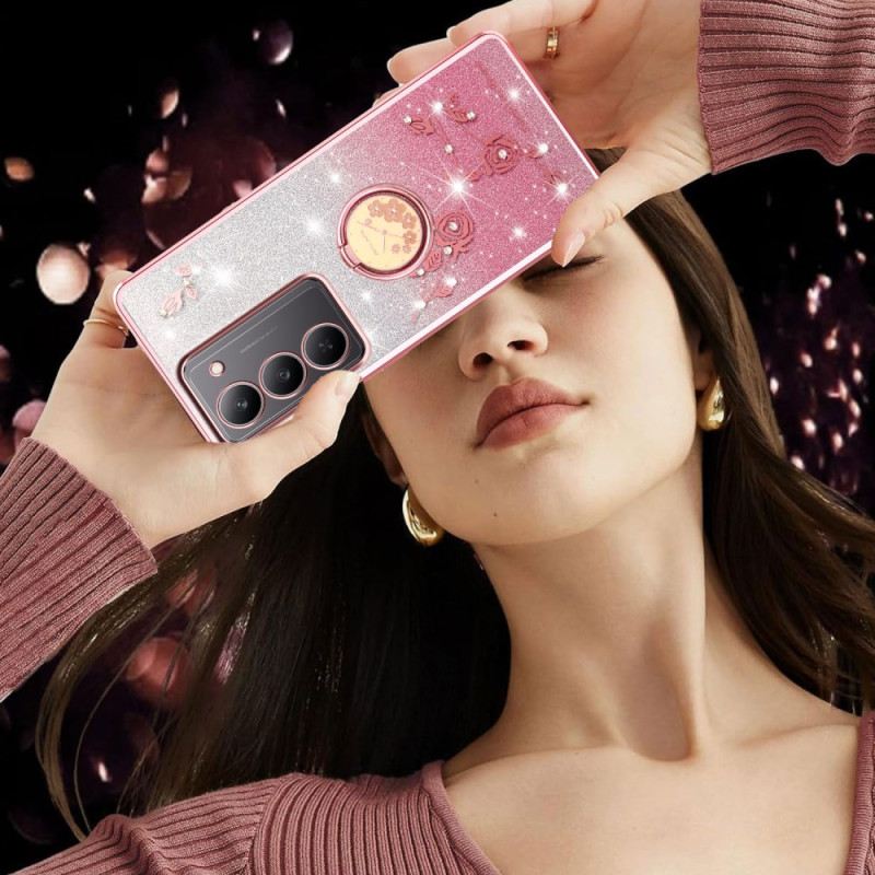 Mobiltelefon Tokok Realme 14x 5g Kadem Virágok És Strasszok Gyűrűtartó