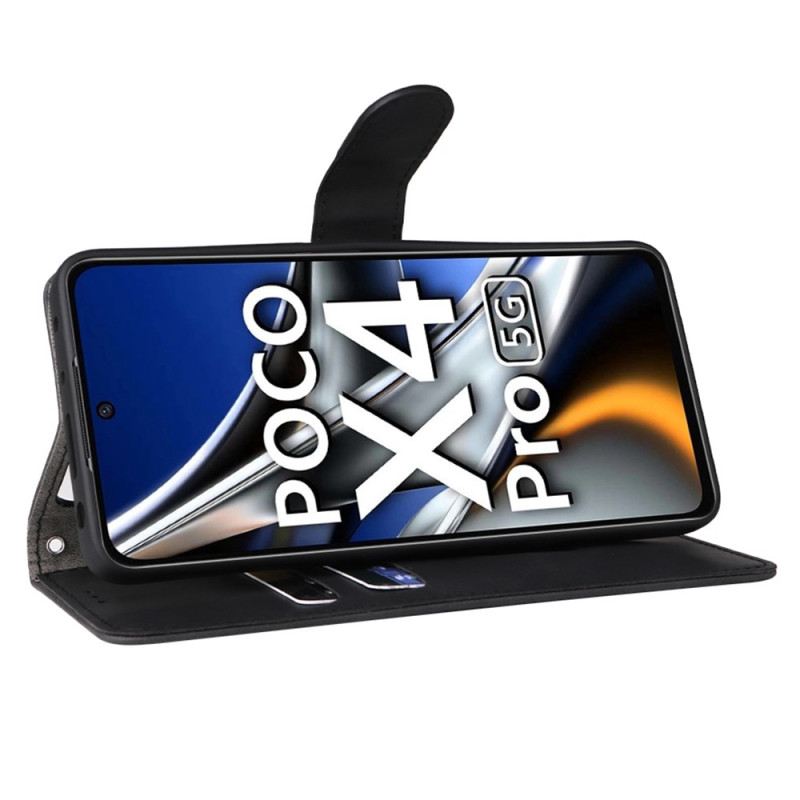 Fliptok / Bőrtok Poco X4 Pro 5G Sima Bőr Stílus