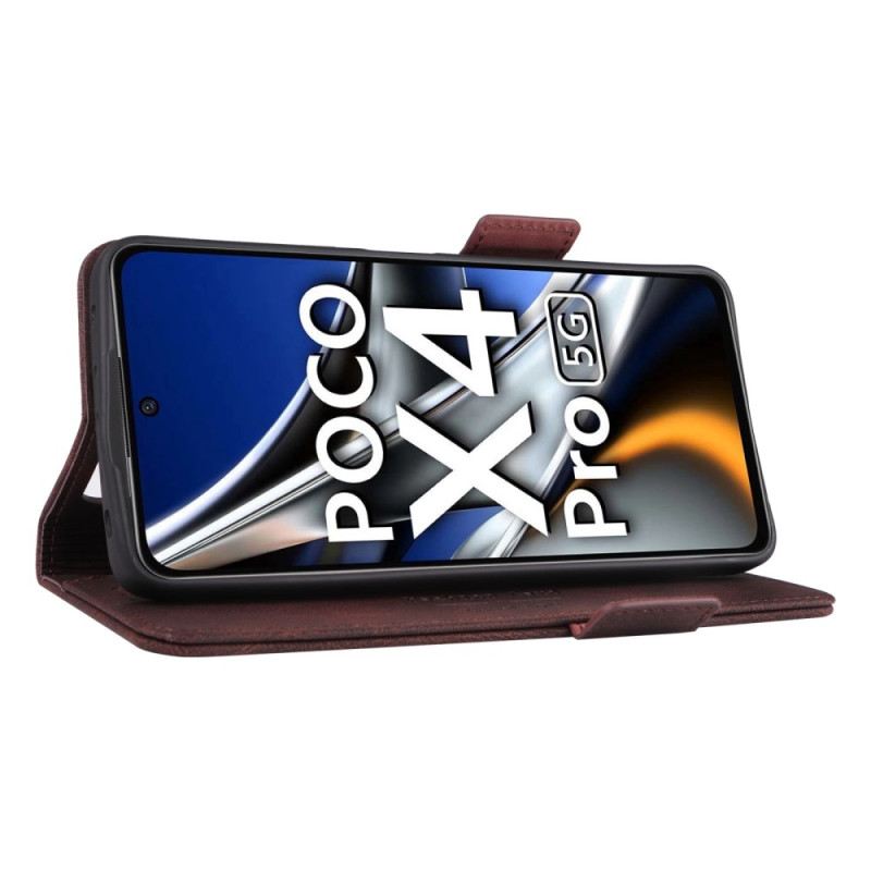 Fliptok Poco X4 Pro 5G Bőrtok Stílusos Bőrhatás