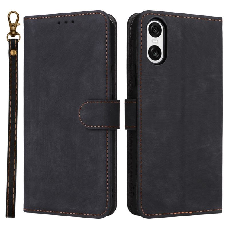 Bőrtok Sony Xperia 10 Vi Velúr Hatás Pánttal