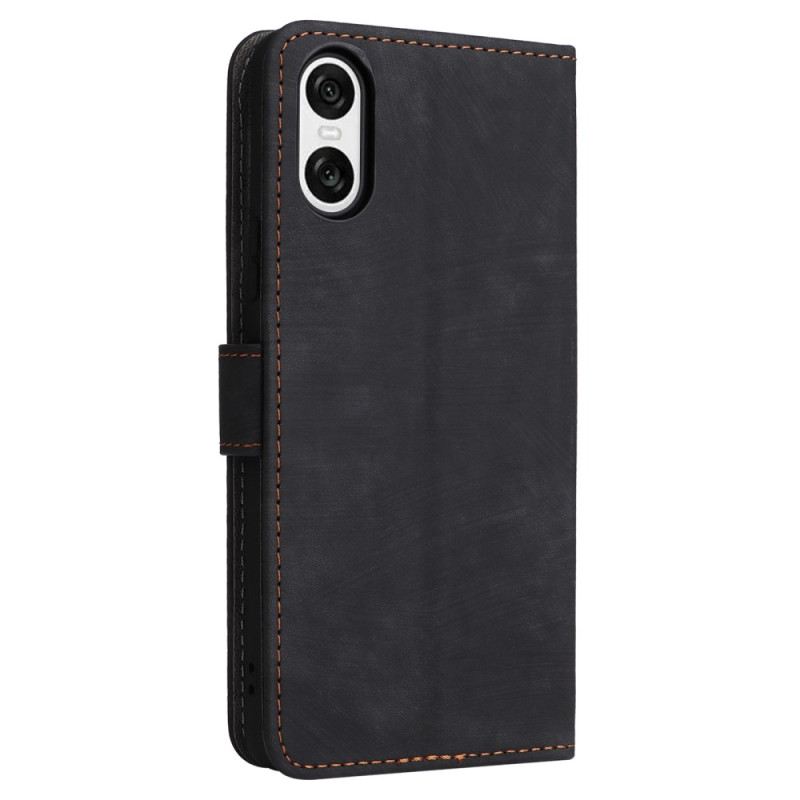 Bőrtok Sony Xperia 10 Vi Velúr Hatás Pánttal