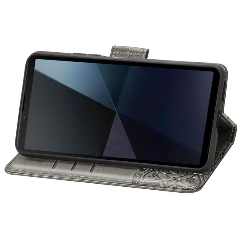 Kinyitható Bőrtok Sony Xperia 10 Vi Barokk Pillangó Pánttal