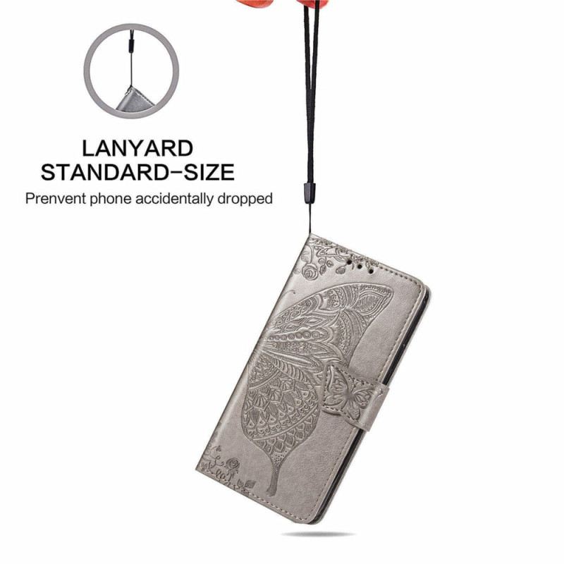 Kinyitható Bőrtok Sony Xperia 10 Vi Barokk Pillangó Pánttal