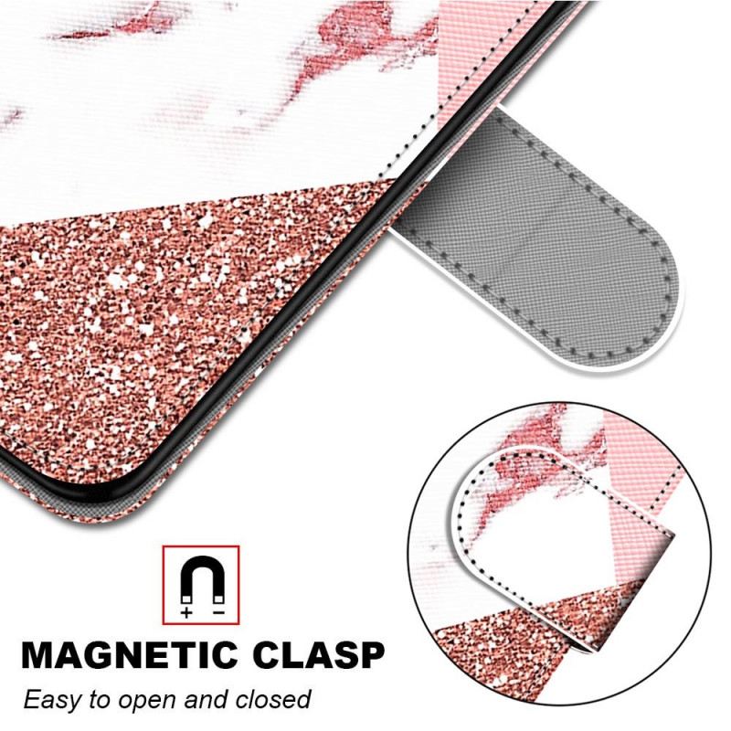 Fliptok / Bőrtok Samsung Galaxy M23 5G Márvány És Csillogó Háromszög