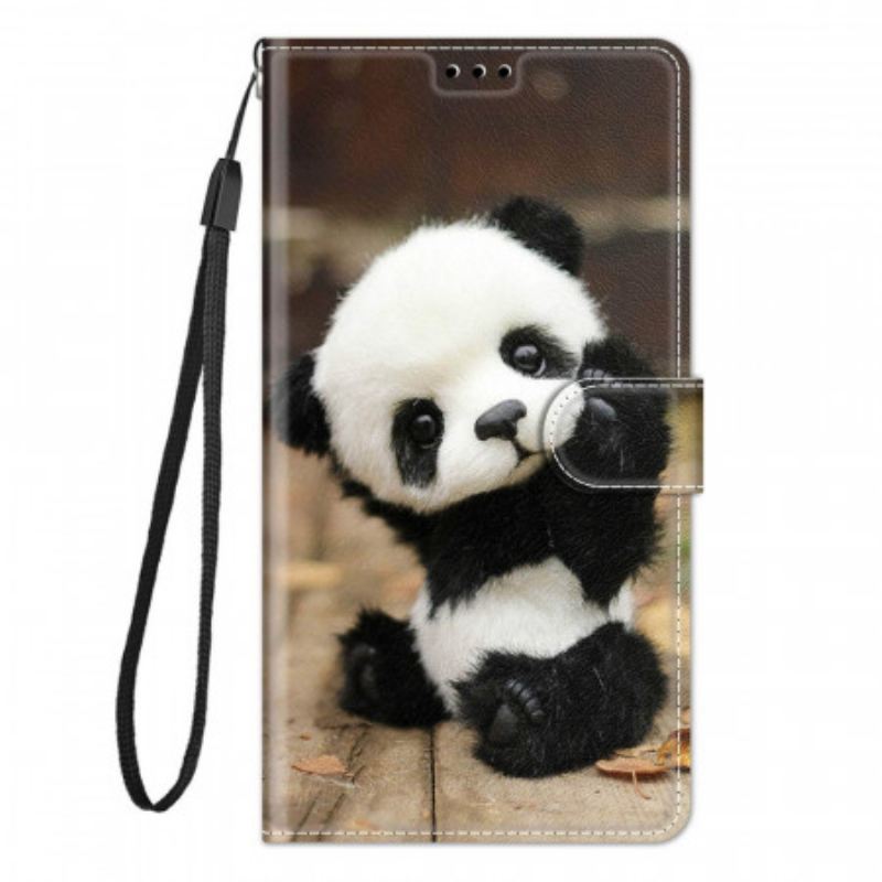 Fliptok / Bőrtok Samsung Galaxy M23 5G szíjjal Kis Panda Szíjjal