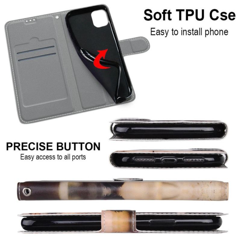 Fliptok / Bőrtok Samsung Galaxy M23 5G szíjjal Kis Panda Szíjjal