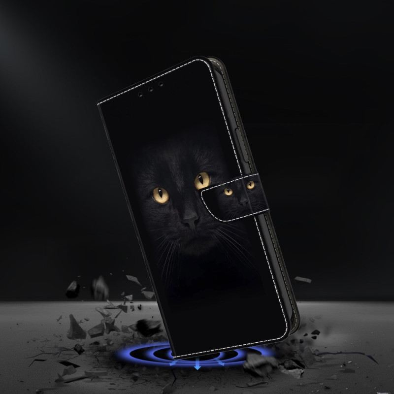 Bőrtok Samsung Galaxy A15 Fekete Macska