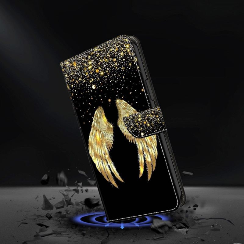 Bőrtok Samsung Galaxy A15 Golden Wings