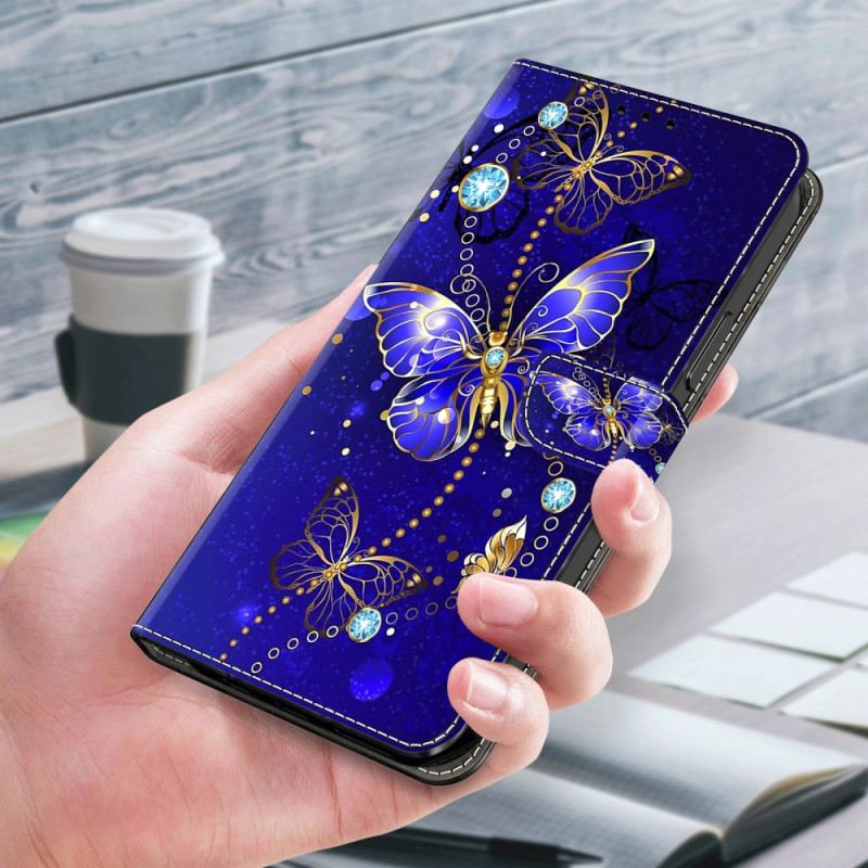 Bőrtok Samsung Galaxy A15 Gyémánt Pillangó