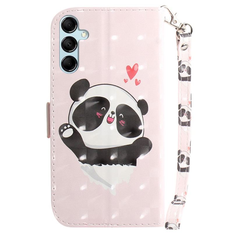 Bőrtok Samsung Galaxy A15 Panda Love Szíjjal