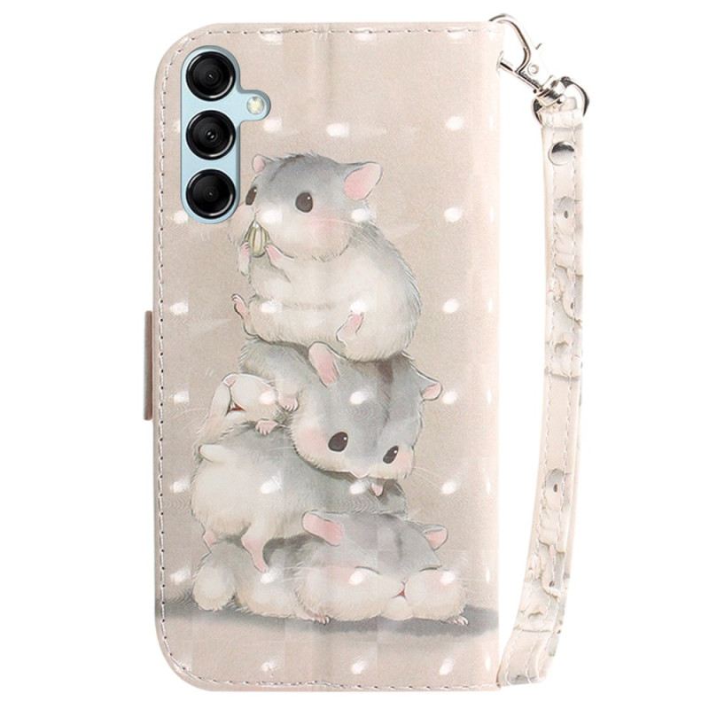 Bőrtok Samsung Galaxy A15 Szíjjal Ellátott Hörcsögök